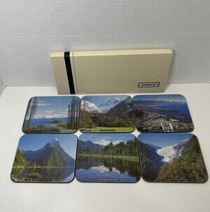 Vtg Jason Cork 6 Coasters New Zealand-South Island Scenic Views Souvenir In Box